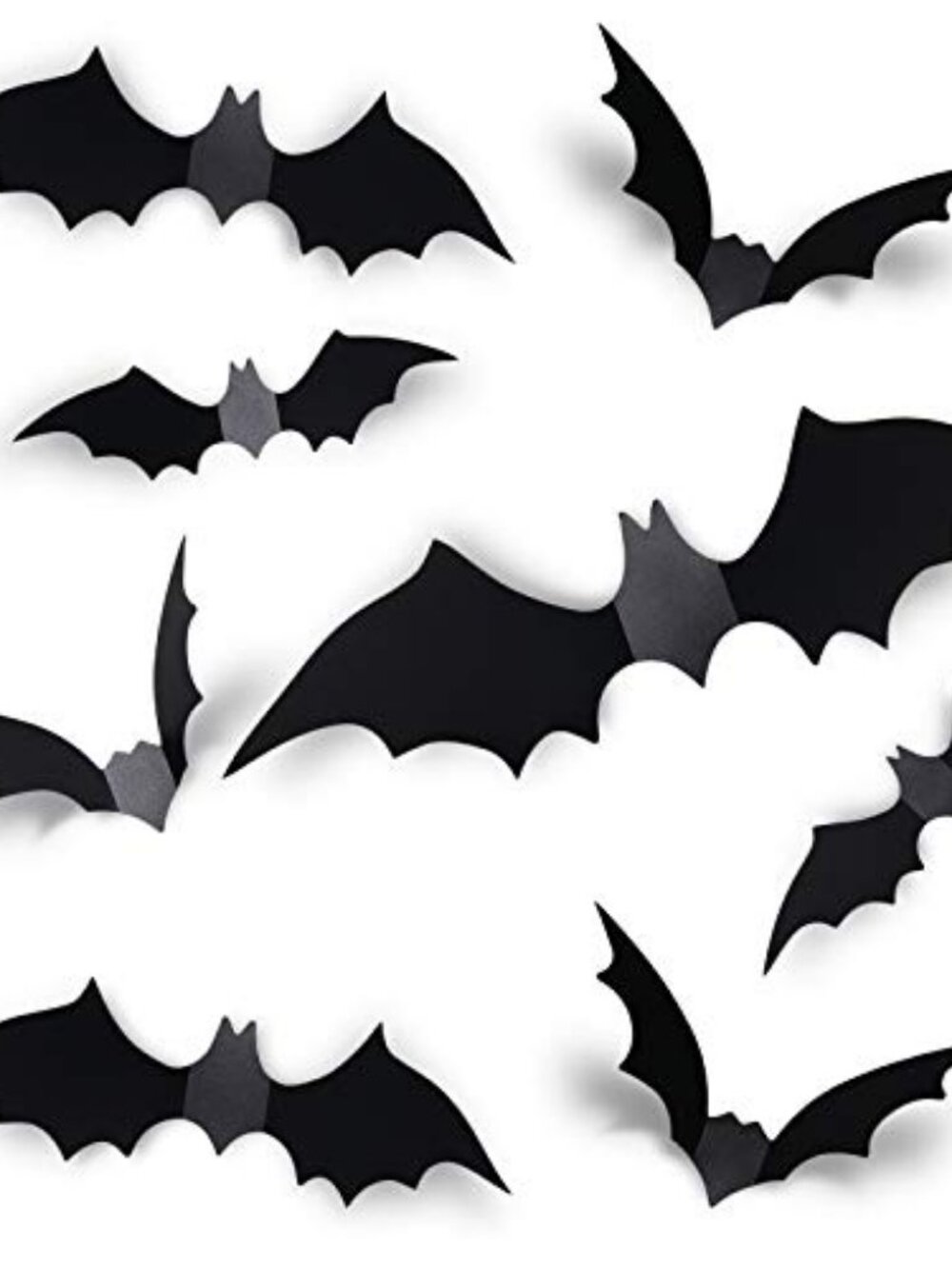60PCS Halloween Bats Decoration, 4 Different Sizes Realistic PVC Black 3D Scary